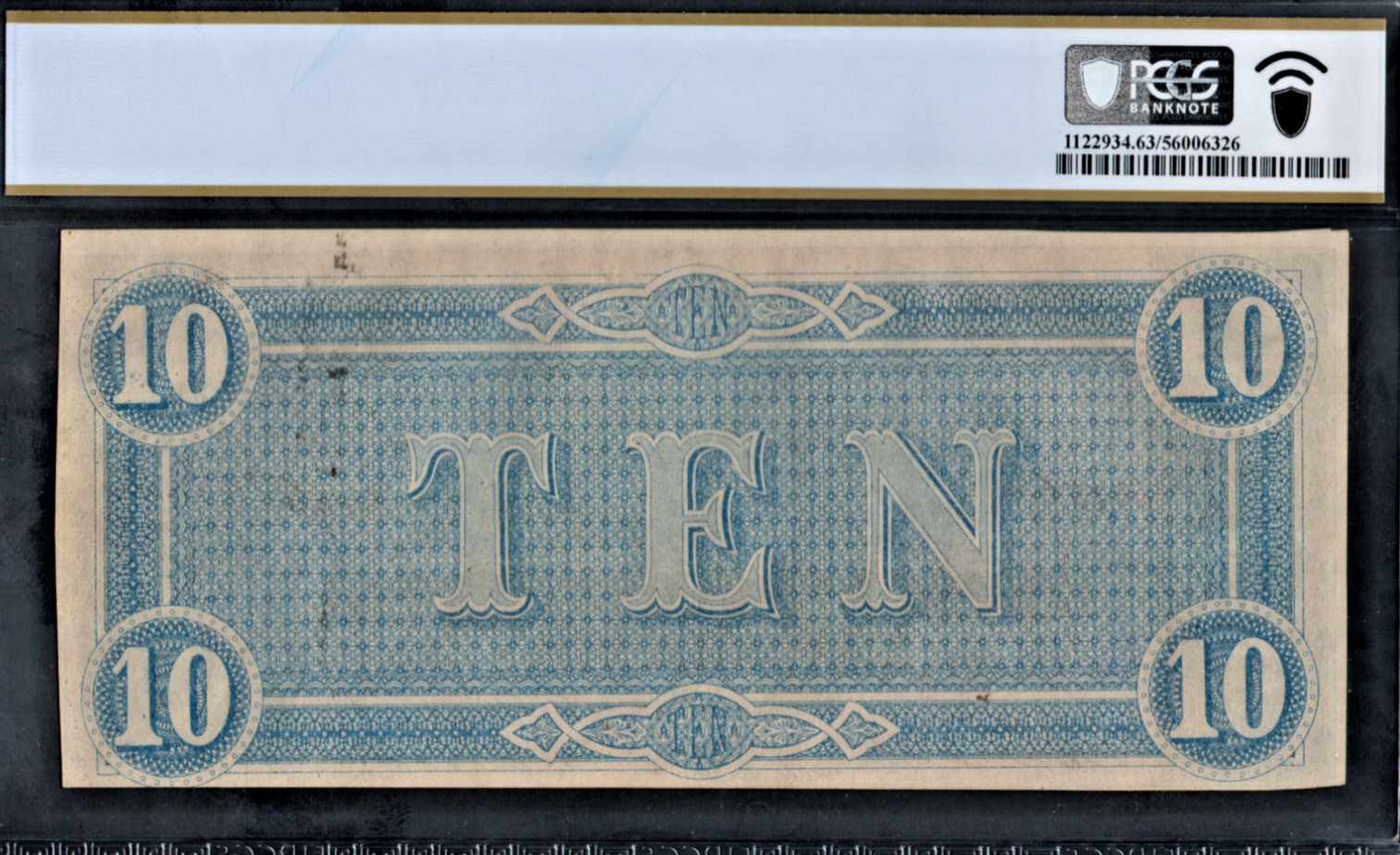 PCGS 63! 1864 CONFEDERATE STATES T-68 $10 DOLLAR NOTE