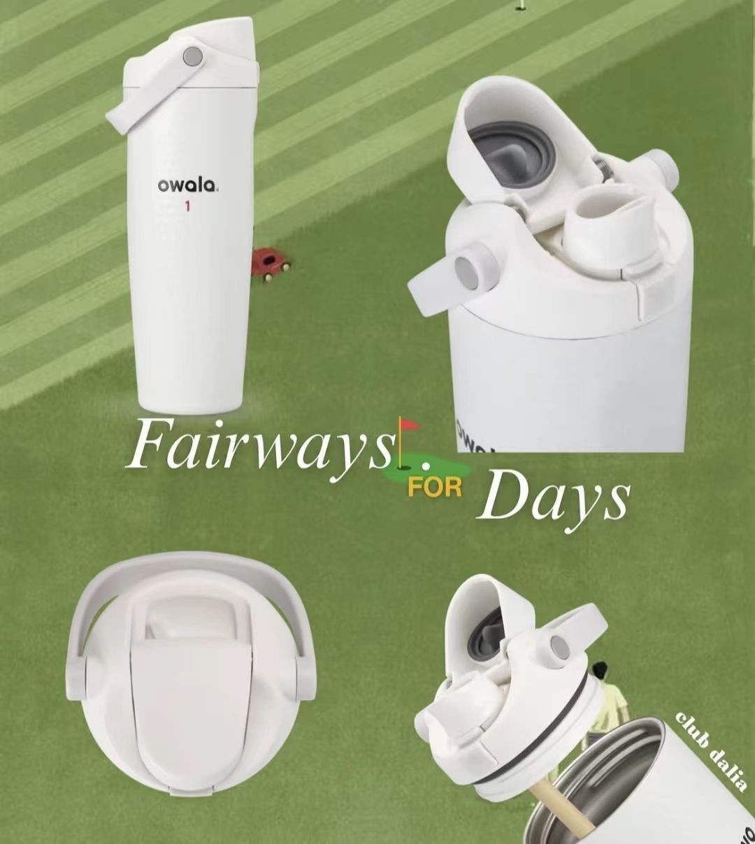 NEW Owala Fairways For Days FreeSip Sway Golf Water WHITE Bottle 30oz