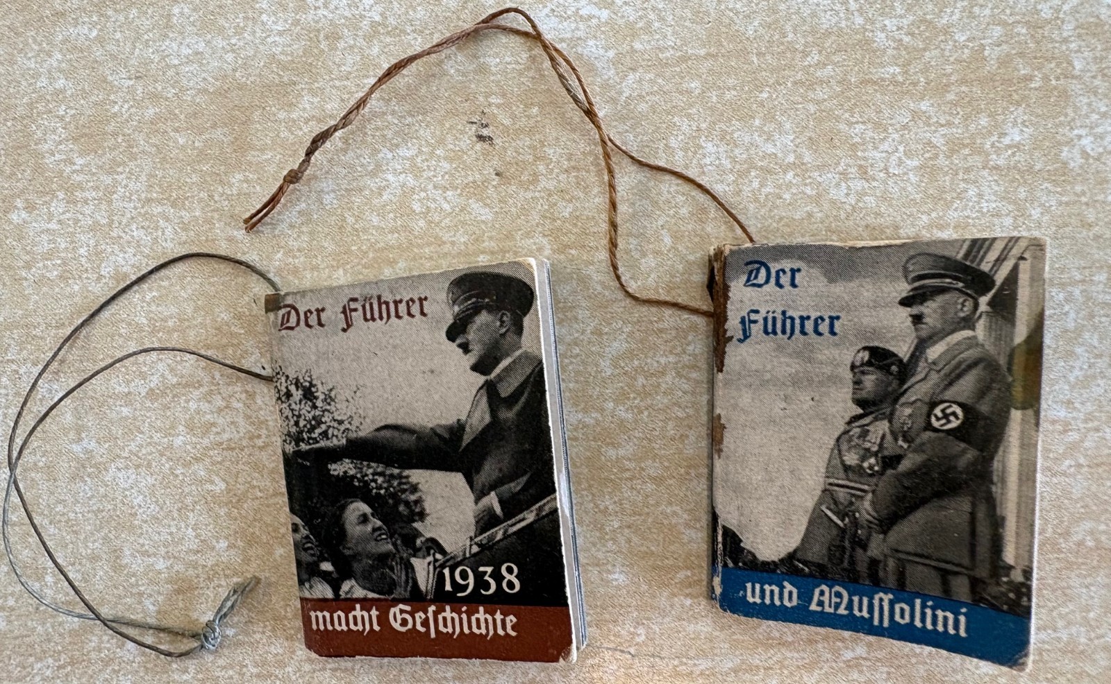 2 Der Fuhrer Mussolini Nazi 1938 Mini Tiny Book World War II Germany