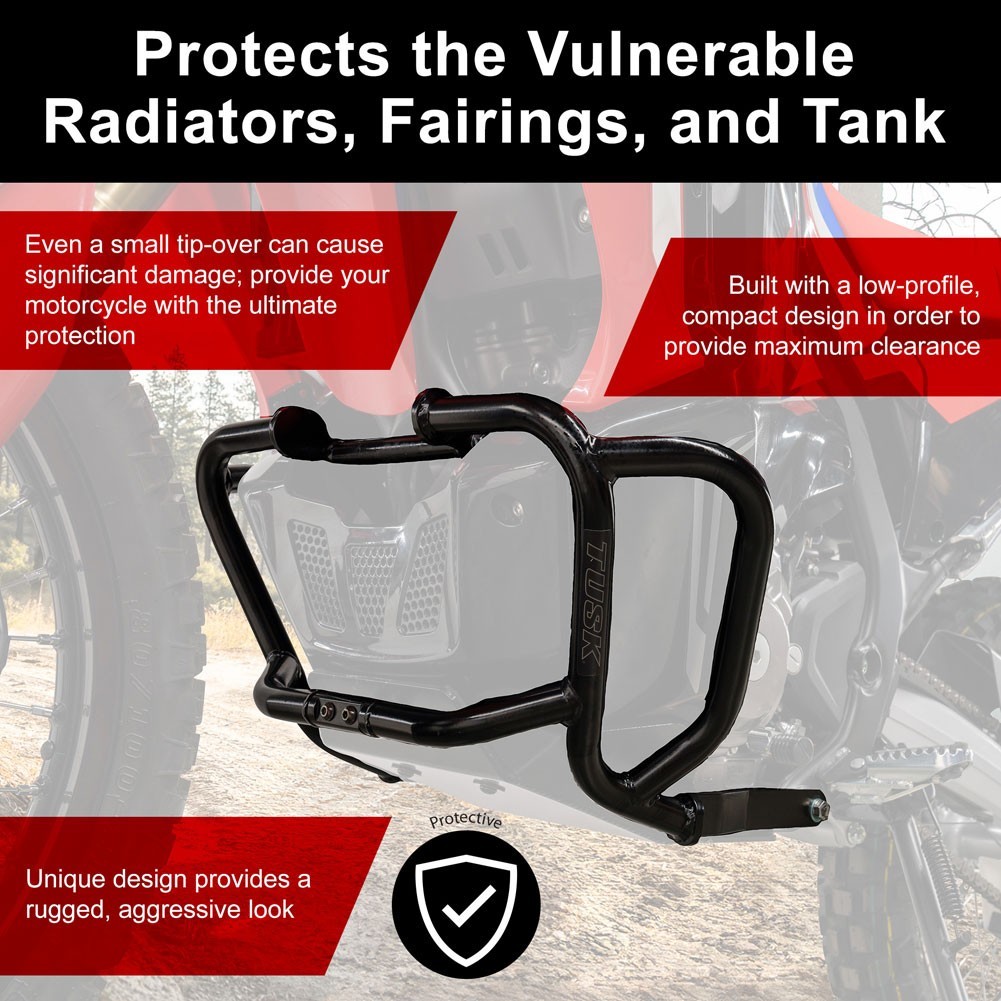 Tusk Crash Bars - Engine Guards Black for Honda CRF 300L Rally 2021-2024