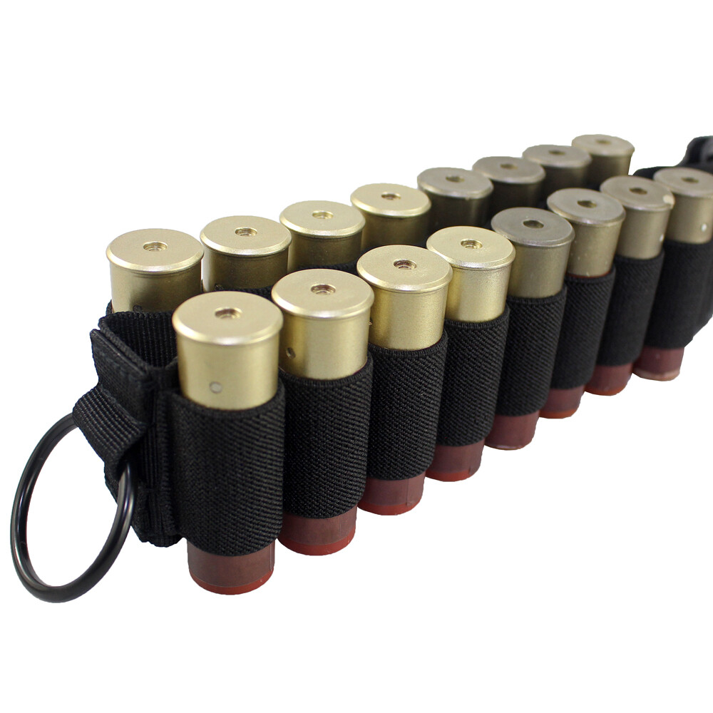 Black Shotgun Sling 2 Point Non-Slip Adjustable Ammo Sling with 16 Shell Holder