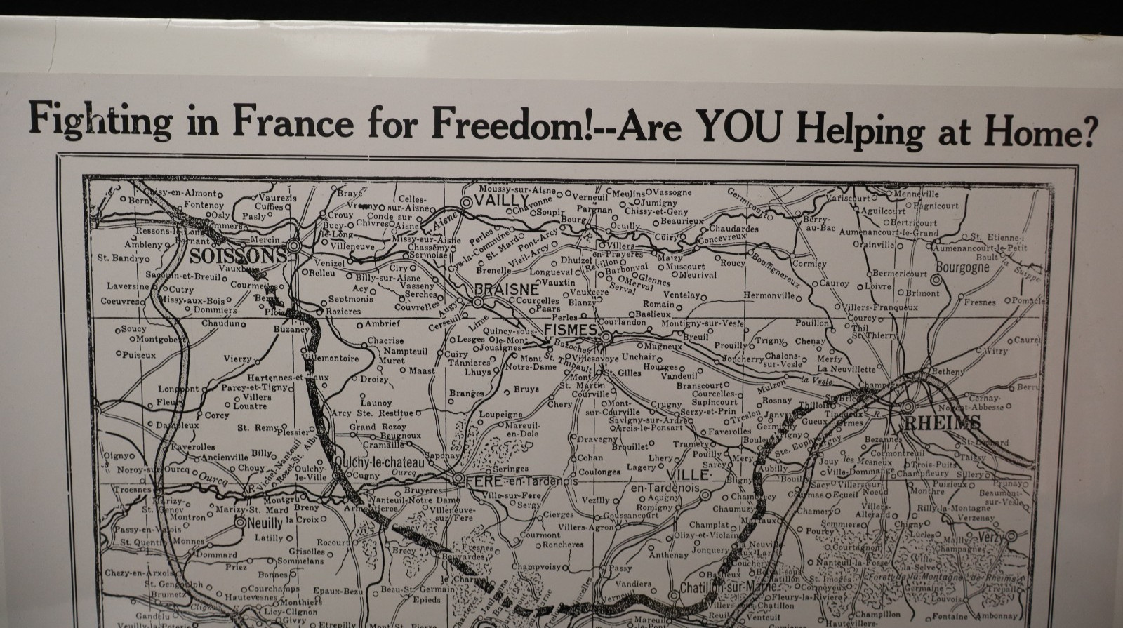 WWI US Homefront Liberty Bonds "Fighting in France for Freedom" Poster 18 x 19
