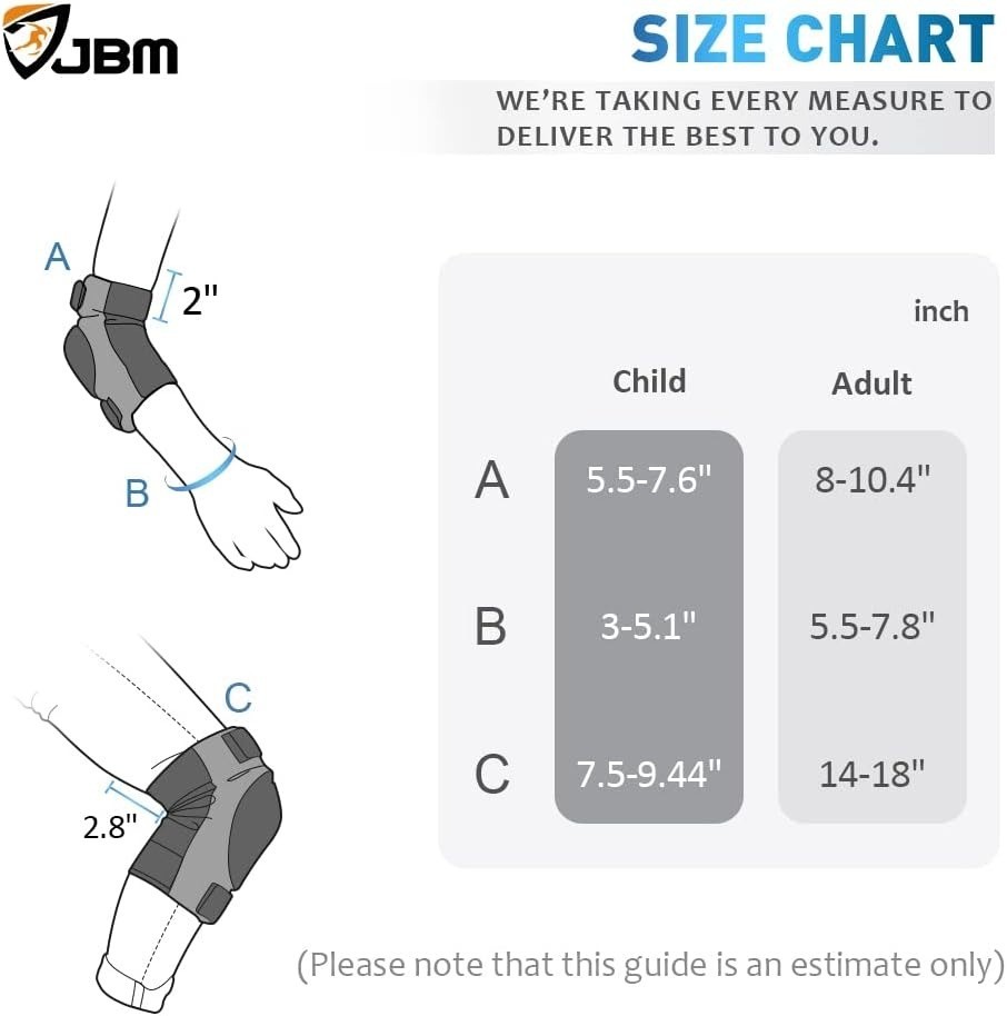 JBM Kid Knee Elbow Wrist Pads Guards Skating Scootering Skateboarding Size S