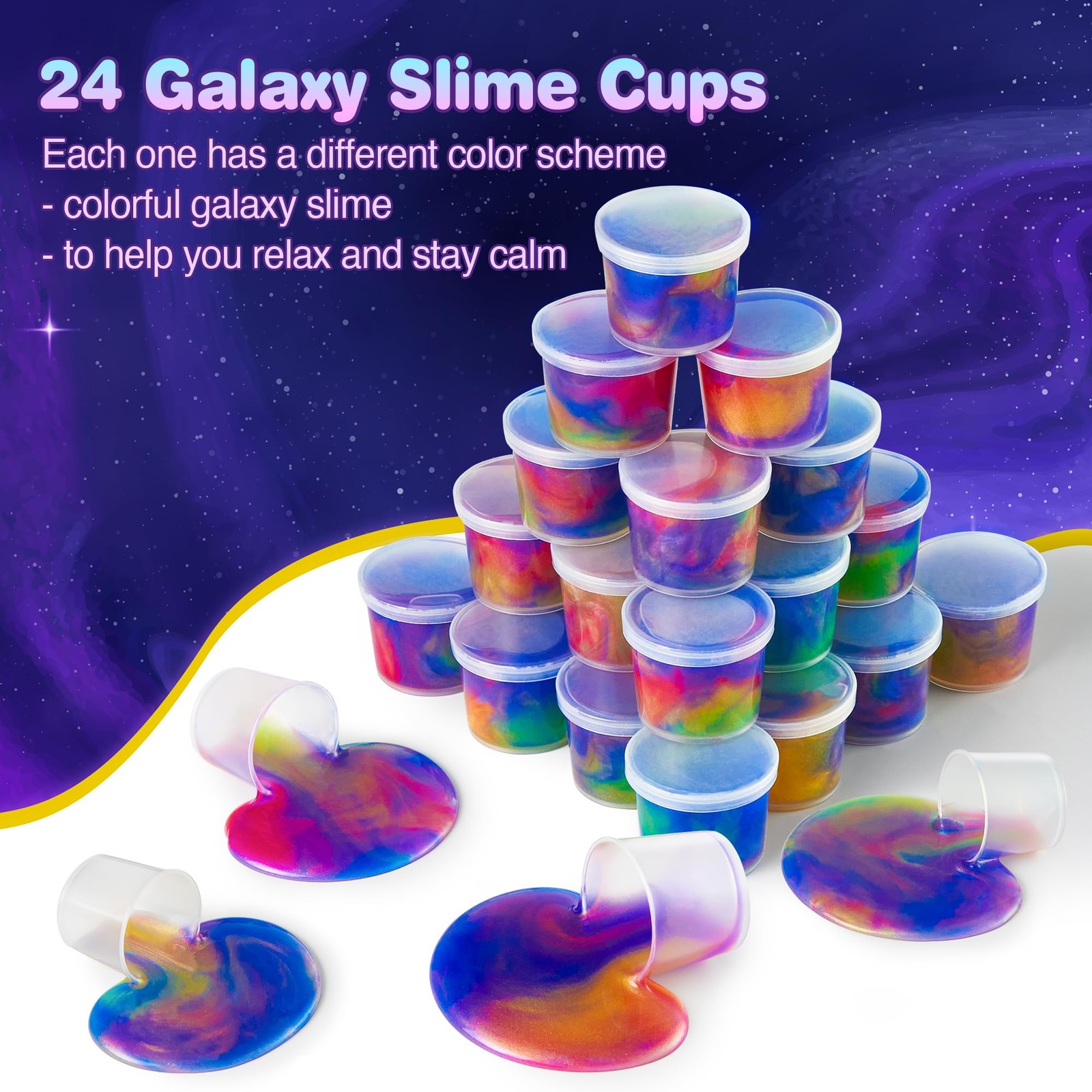 Ankyle 24 Pack Galaxy Slime Party Favors 1.6 inches x x 1.3