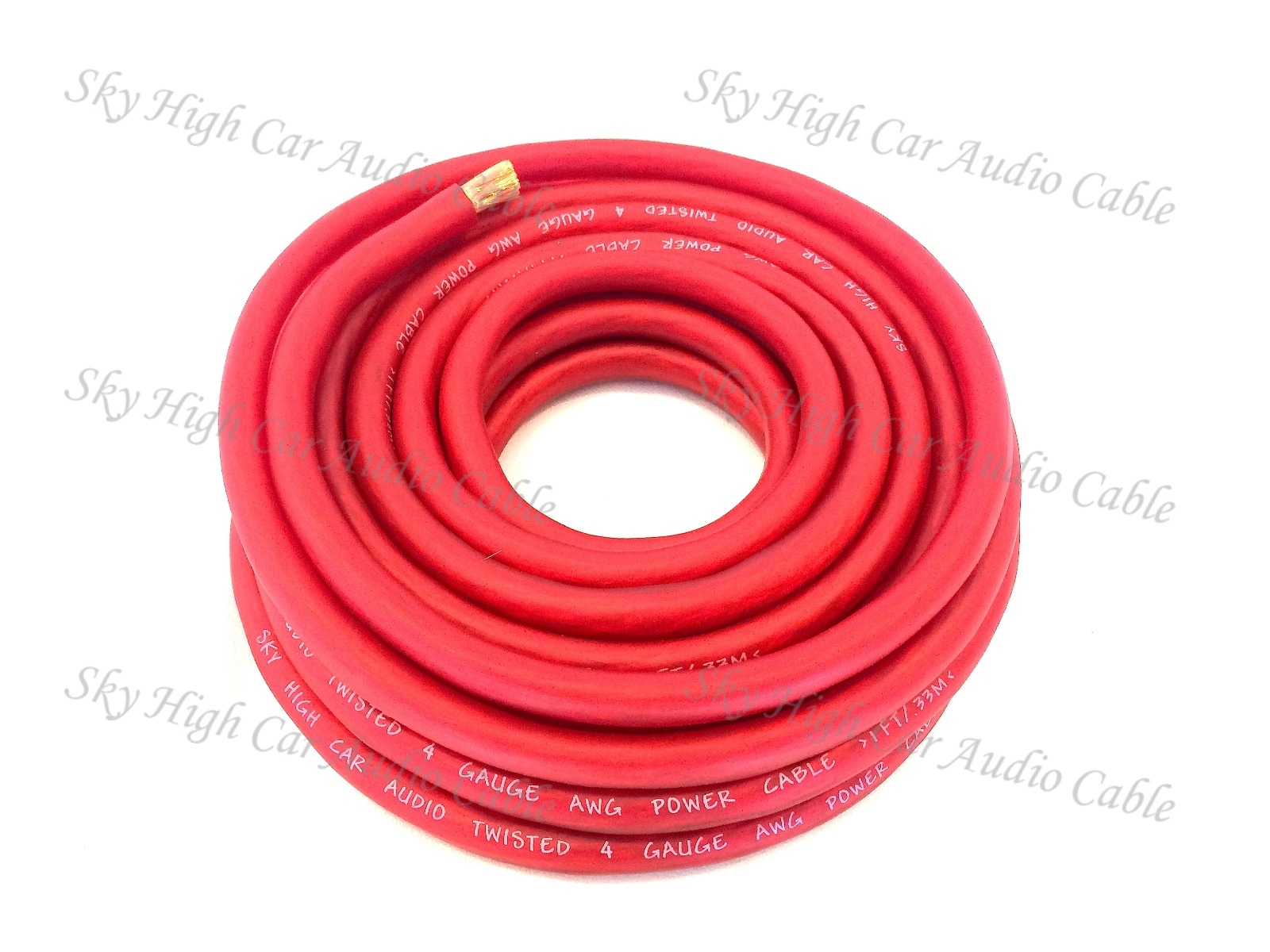 25 ft 4 Gauge AWG 12.5' RED / 12.5' BLACK Power Ground Wire Sky High Car Audio