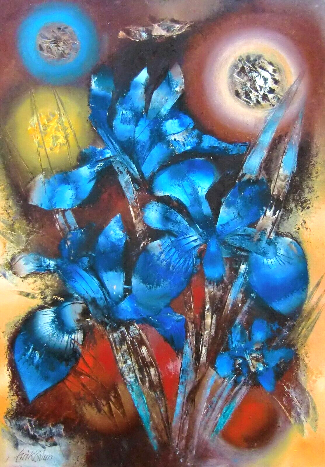 Rudolf Eriksdun (1904-1982) "Still Life Iris" Flowers (50 x 70cm) RARE! #119