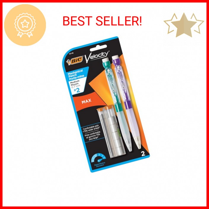 BIC Velocity Max Mechanical Pencils, With Colorful Barrel, Medium Point (0.7mm),