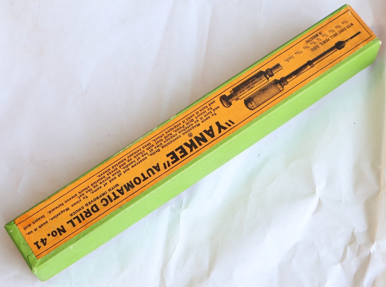 North Bros "YANKEE" No. 41 Push Drill + 8 Bits + Box + Insert / NOS / MT Tools