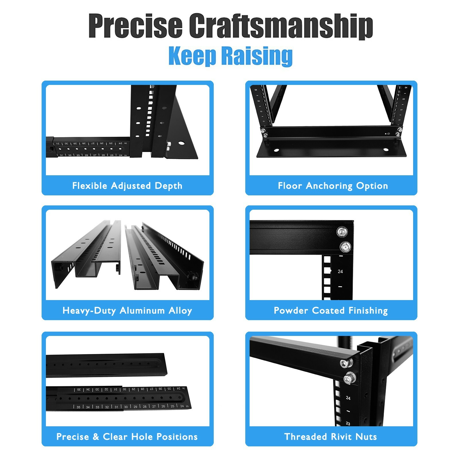 27U 4 Post Open Frame Server Network Data Rack Enclosure 19'' Adjustable Depth