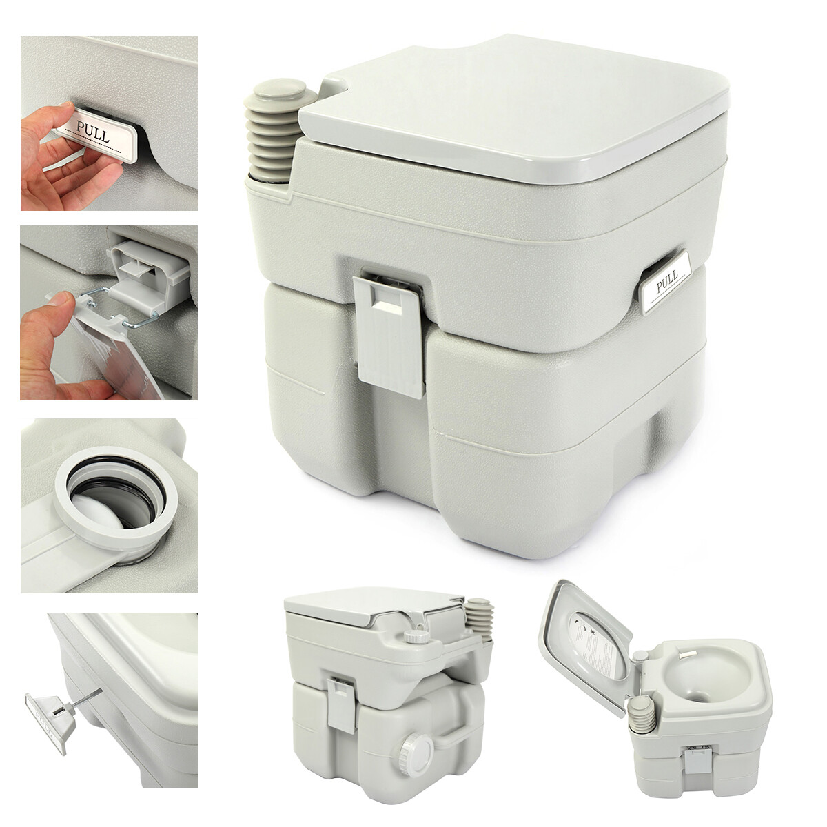 Portable Toilet 5 Gallon 20L Flush porta-potty Outdoor Indoor Travel Camping