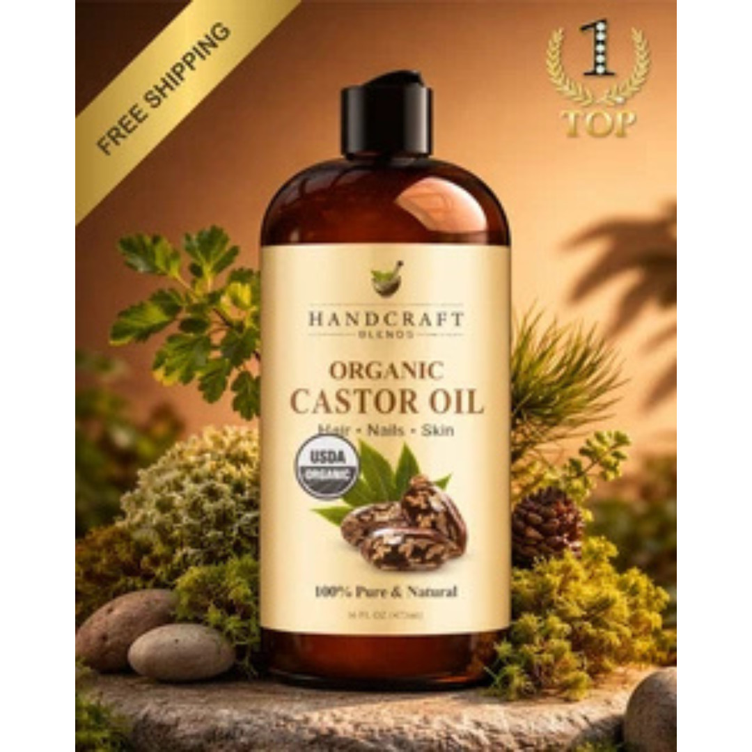 Premium Organic Castor Oil 100% Pure and Hexane-Free Cold-Pressed Beauty 16 fl.
