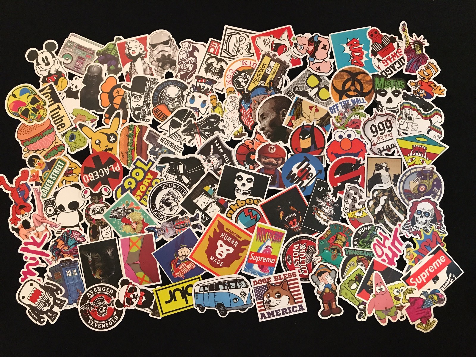 100 Random Skateboard Stickers Bomb Vinyl Laptop Luggage Decals Dope Sticker Lot