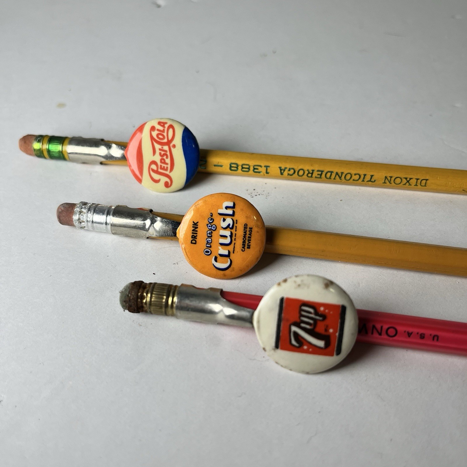 Vintage Pocket Clip For Pencil Pen Pepsi Orange Crush 7Up Advertising Soda