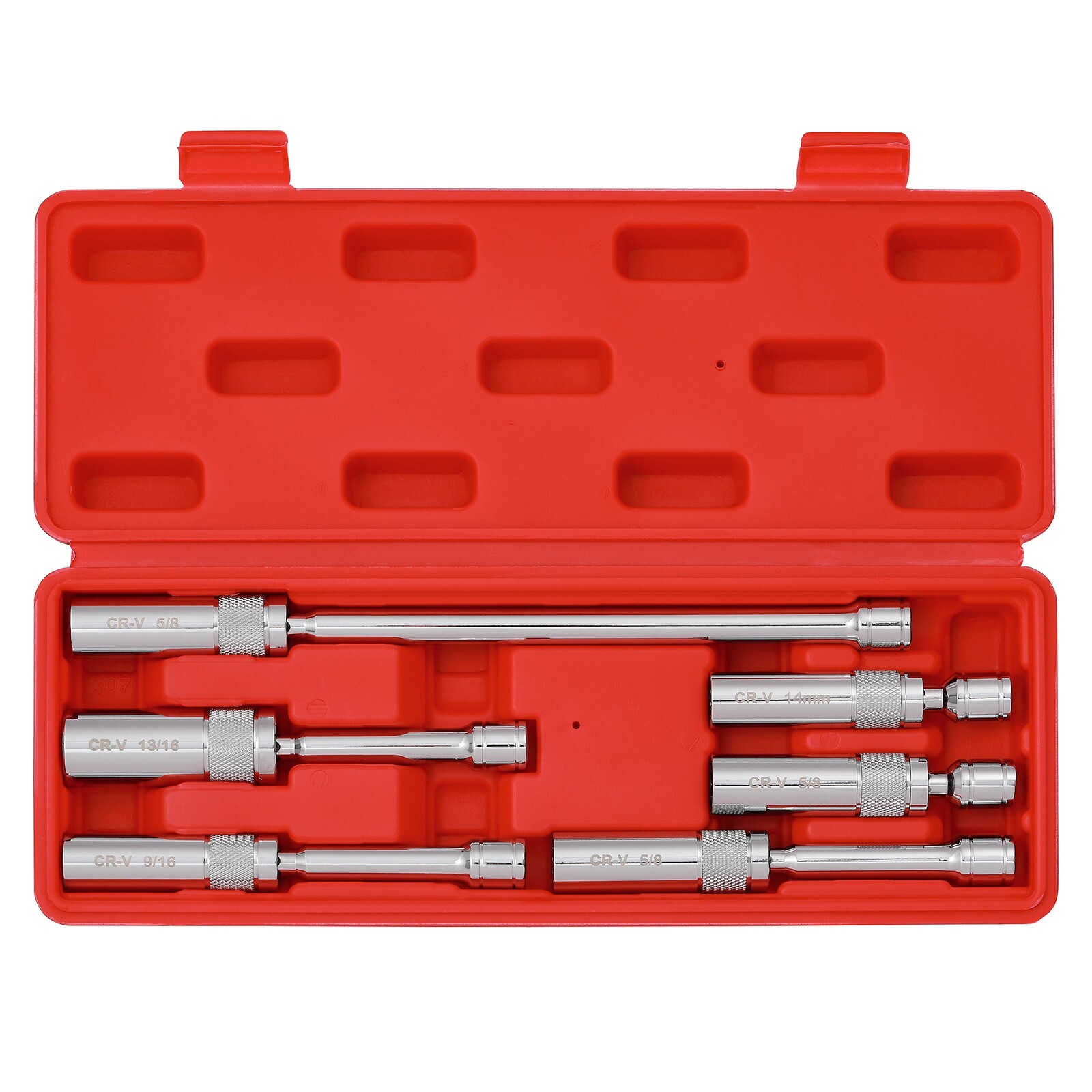 6PC 3/8"Dr. Magnetic Swivel Spark Plug Socket Set Include 9/16" 5/8" 13/16" 14mm