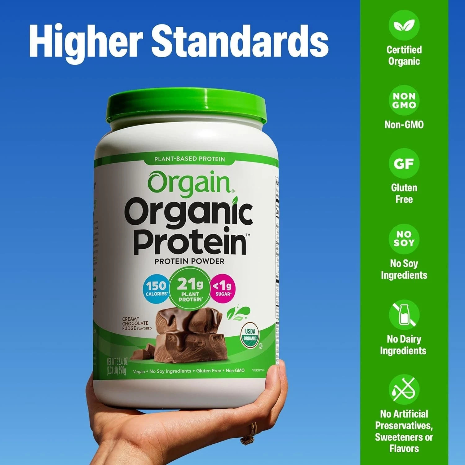 Orgain - Organic Protein Powder, Vegan , Creamy Chocolate Fudge, 2.03 LB (920 g)