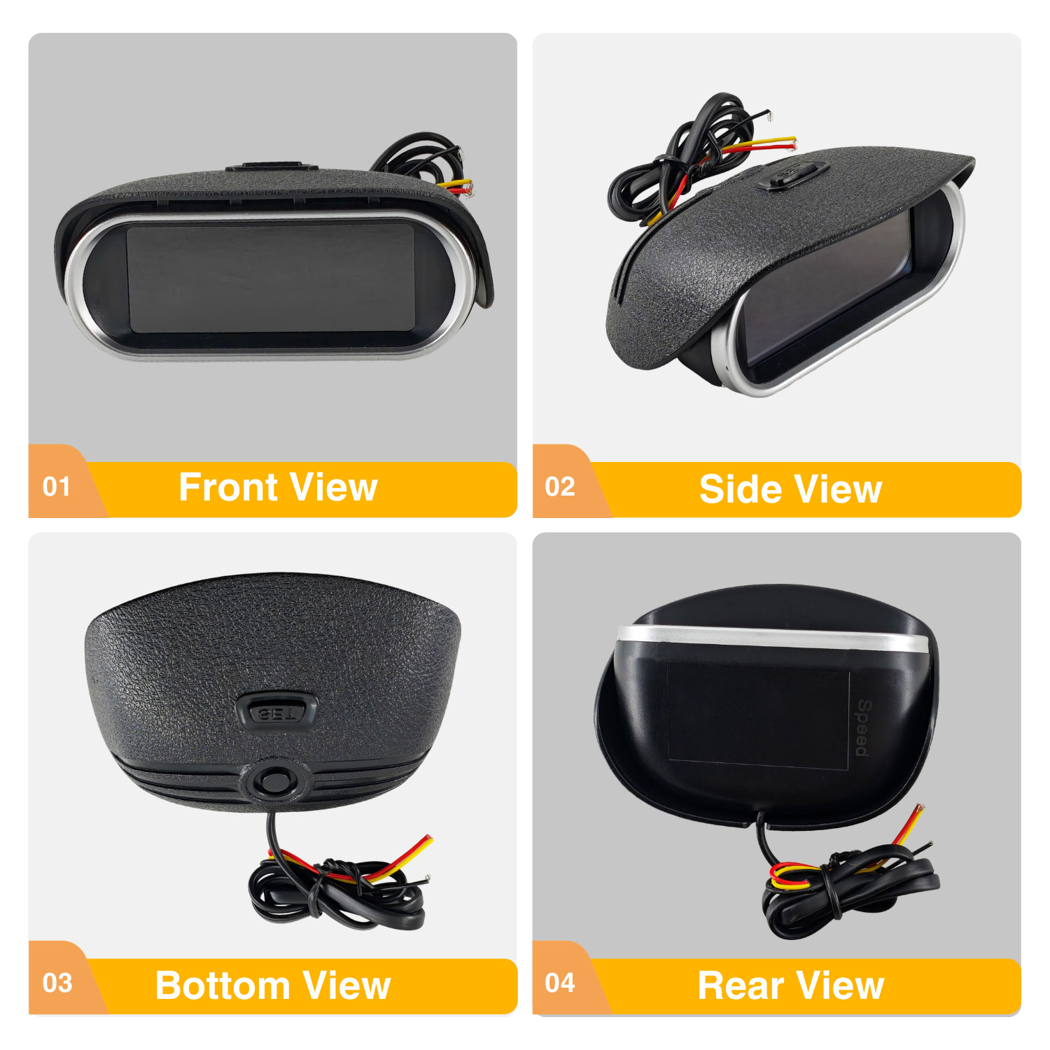 Horizontal LCD Digital Tachometer Gauge DC 9-36V Sunshade Waterproof -10~50°C