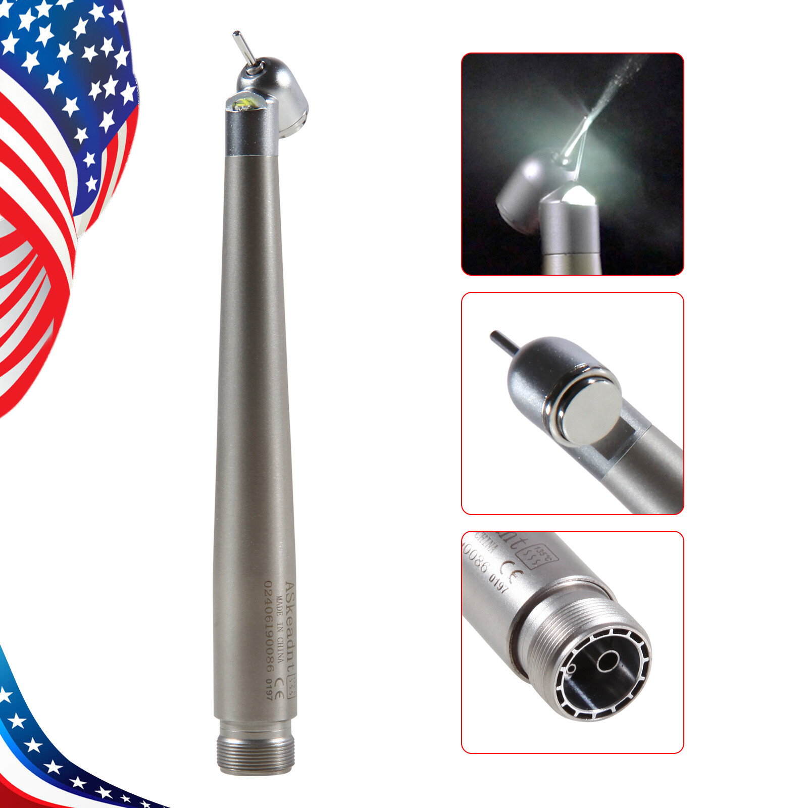 NSK Style Dental Surgical 45° Degree LED High Speed Handpiece Turbine 2 Holes