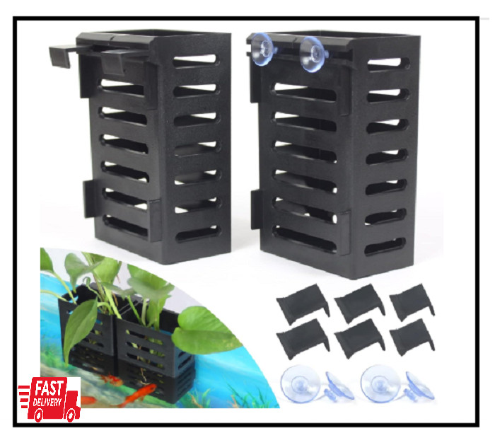2 Pcs Aquarium Plant Holder, Fish Tank Plant Holder with Hooks and Suction Cups,