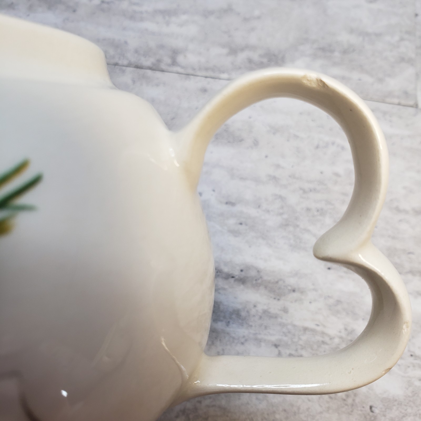 Floral Teacup and Teapot Set with Unique Handle