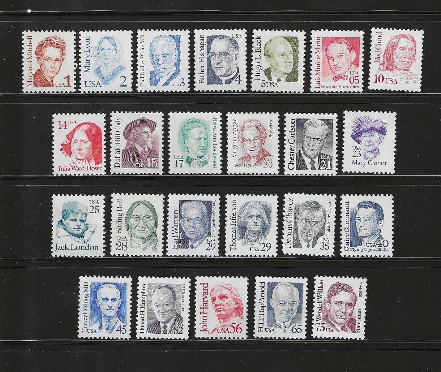 US SCOTT  GREAT AMERICAN SERIES 24 SINGLES  MNH TAKE A LQQK !