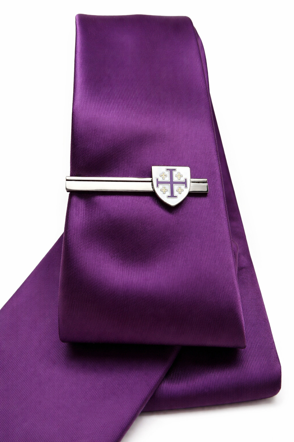 Jerusalem Cross Shield Tie Clip Silver Christian Religious Tie Bar Me