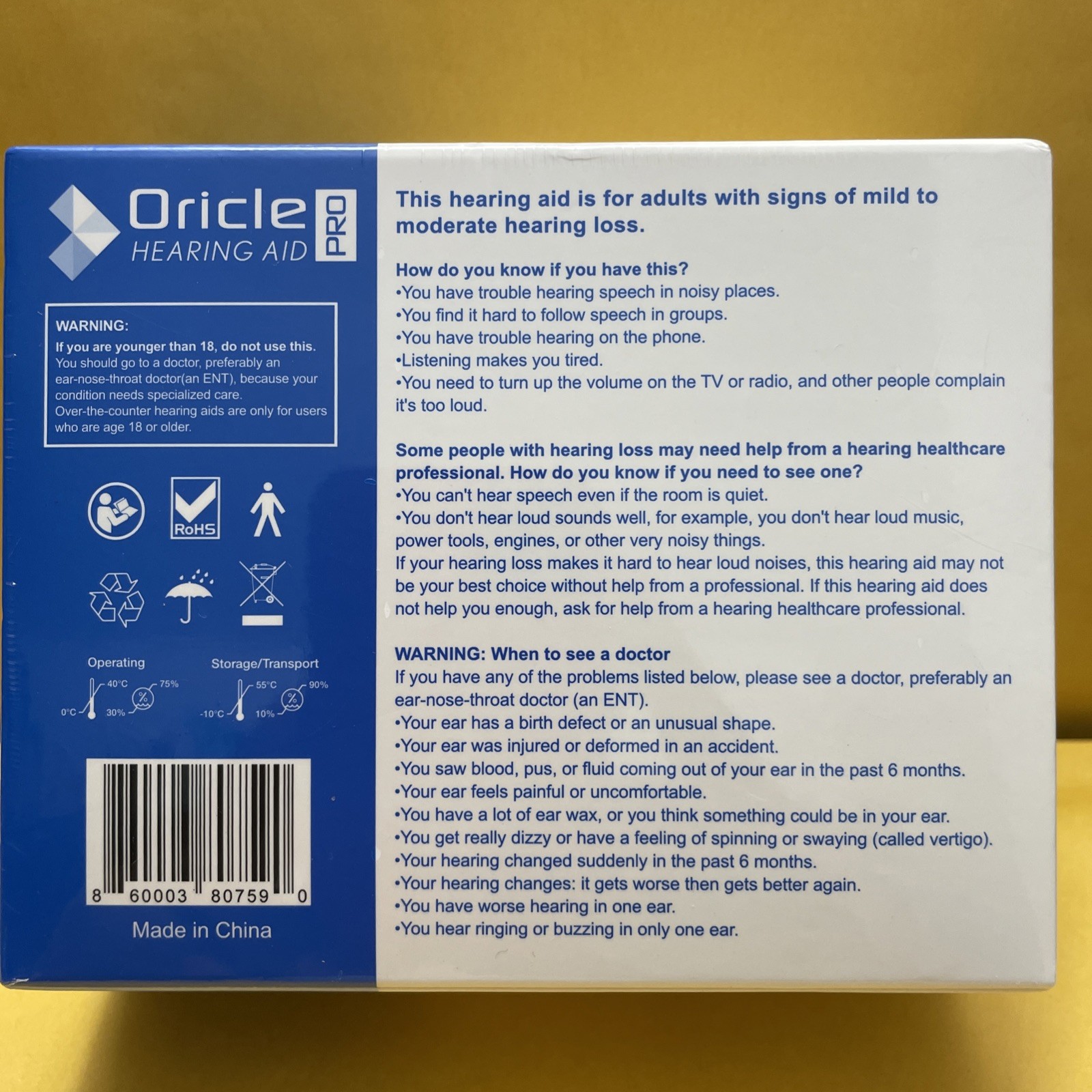 Oracle PRO Hearing Aids for Seniors 16 Channel 48 Hour Battery + Case New