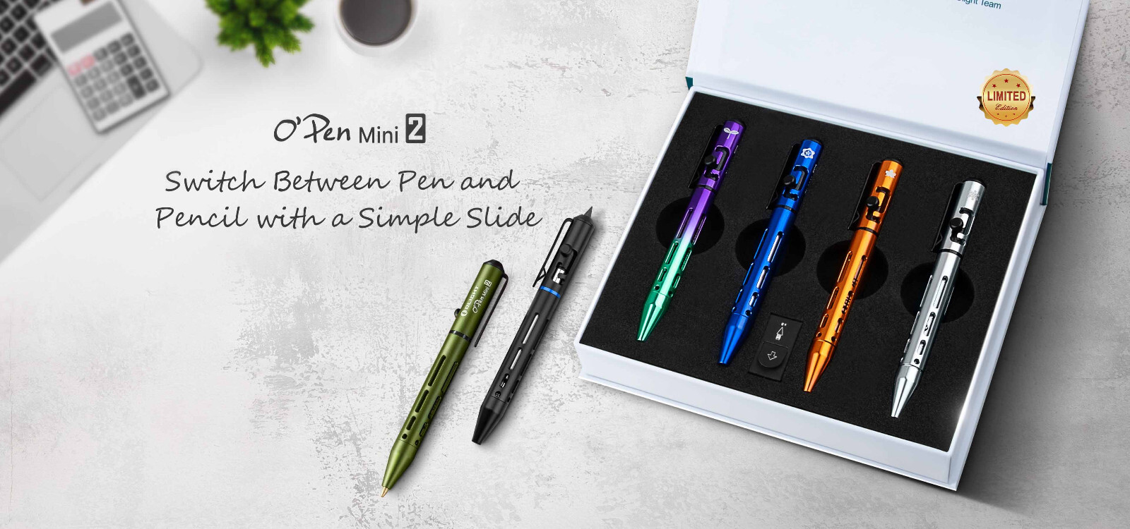 Olight O'Pen Mini 2 Black Ballpoint Pen and Pencil in One