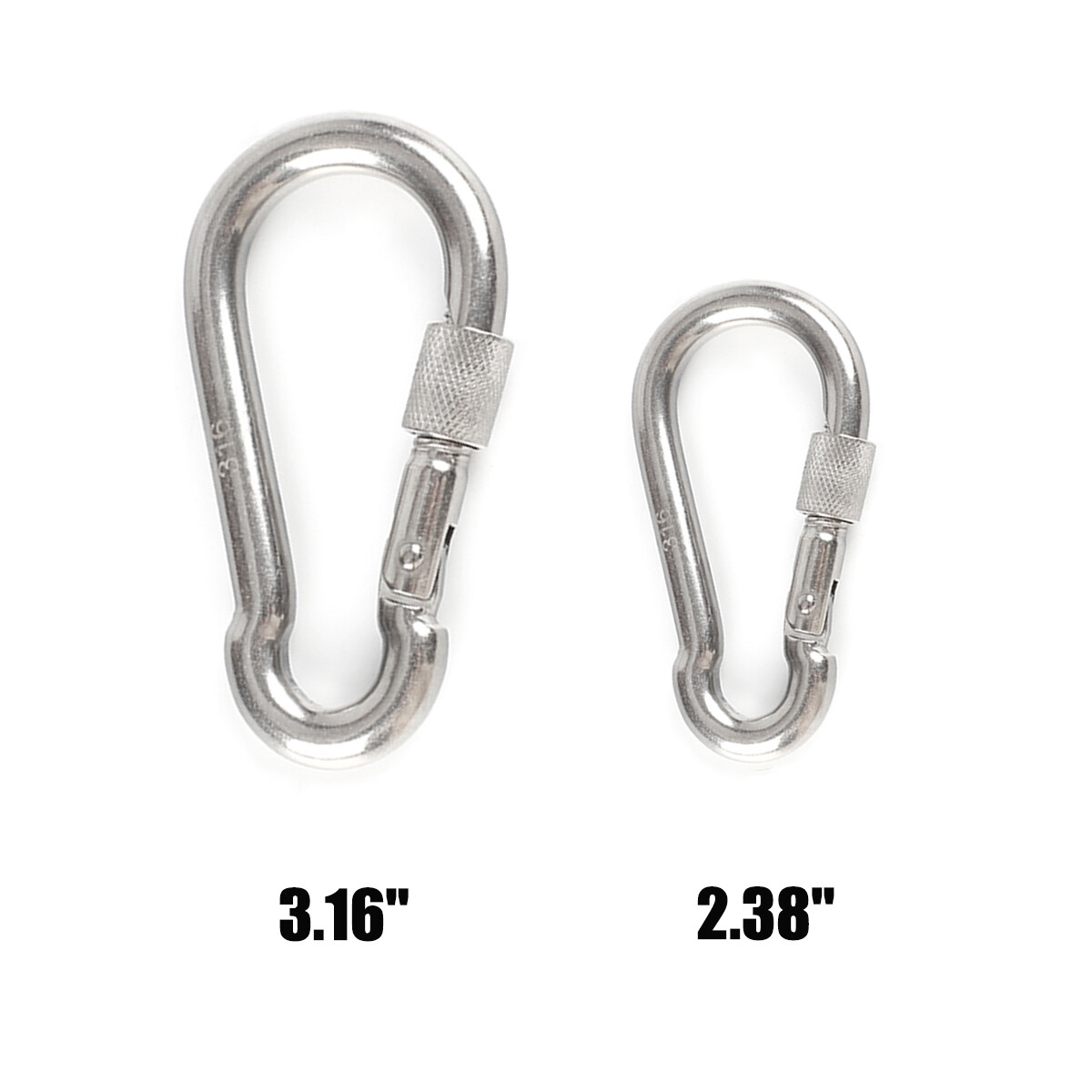 4PCS 3.16" 316 Stainless Steel Carabiner Clips Heavy Duty Lock Snap Spring Hook