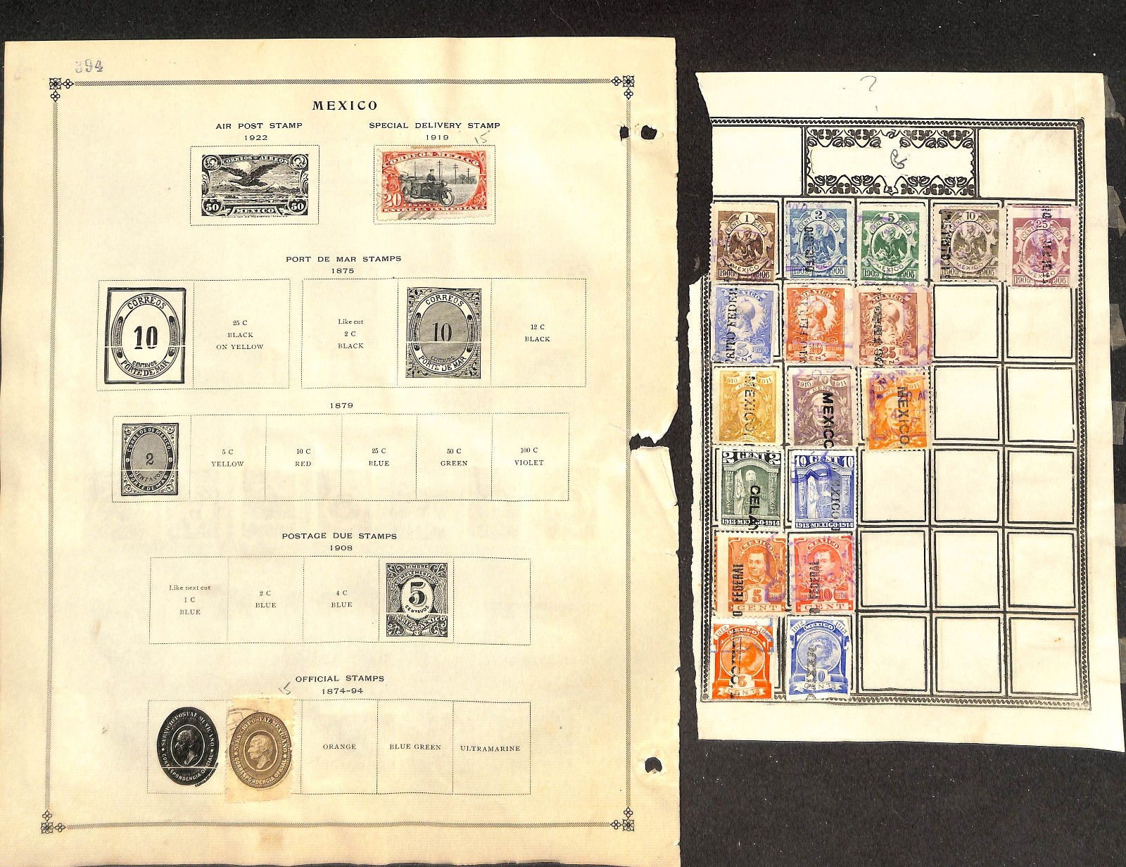 Mexico Stamp Collection on 18 Scott International Pages, 1856-1961 (BG)