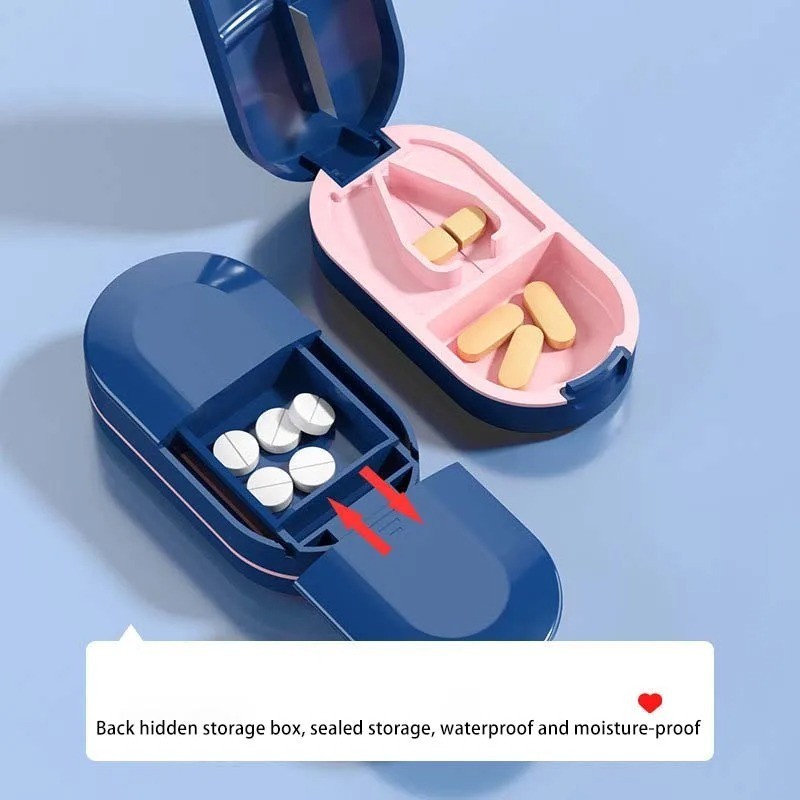 New PILL CUTTER Splitter Half Storage Compartment Box Medicine Tablet Holder