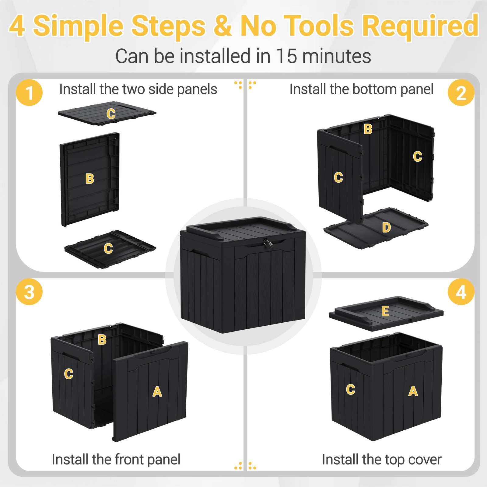 Outdoor Storage Box 31 Gallon Storage Box with Lid for Patio Furniture, Garde...