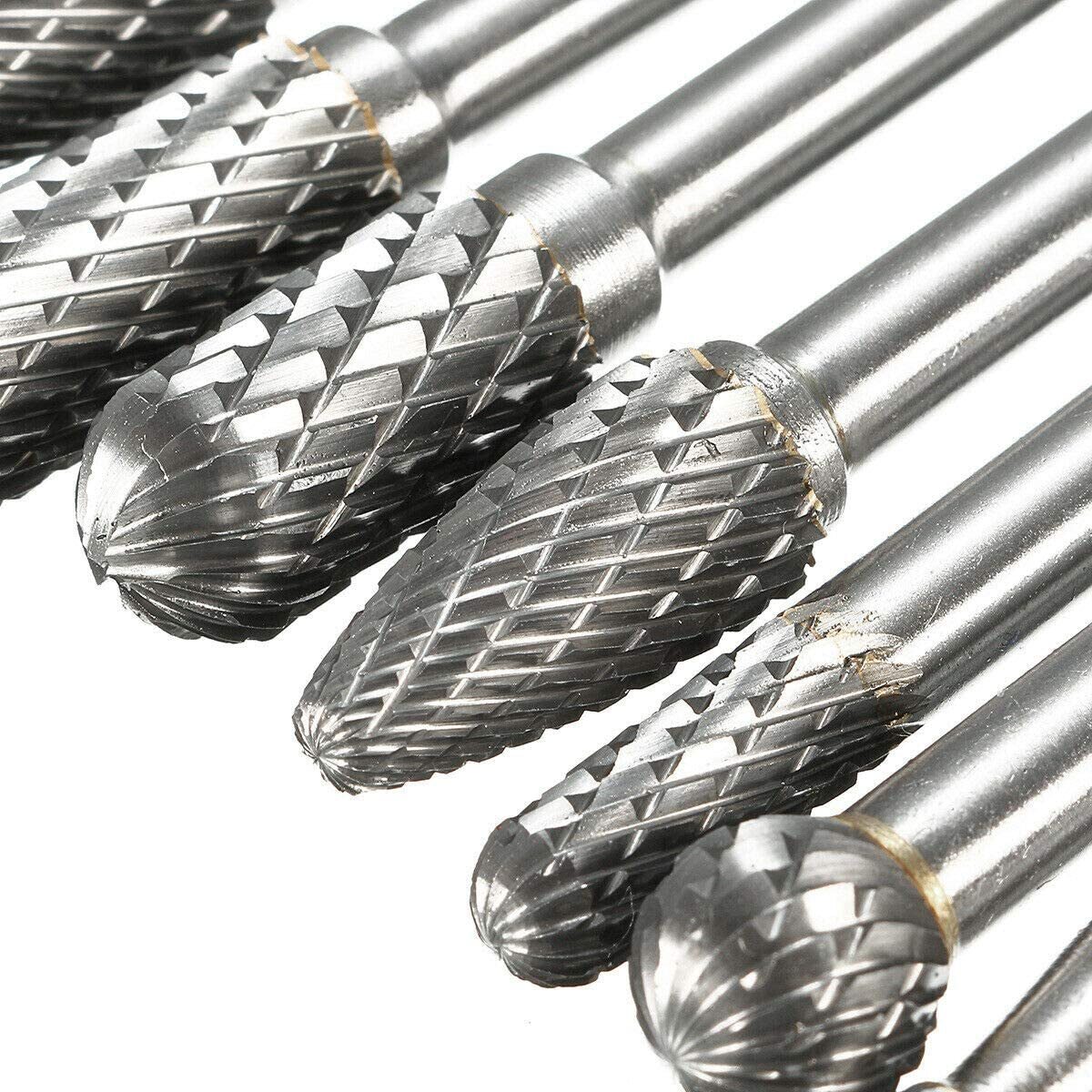 1/4'' Double Cut Tungsten Steel Carbide Rotary Burr Die Grinder Shank Bit Set US