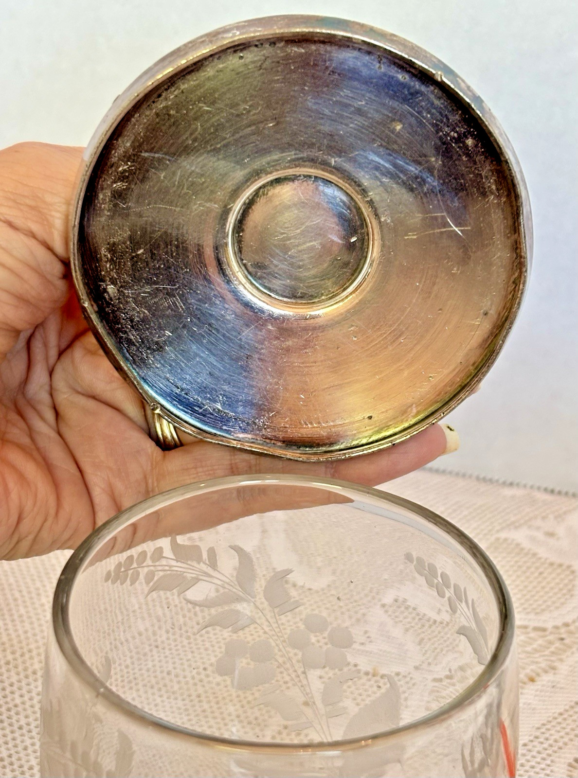 Antique Reed & Barton 980 Victorian Pickle Castor Etched Glass Silverplate