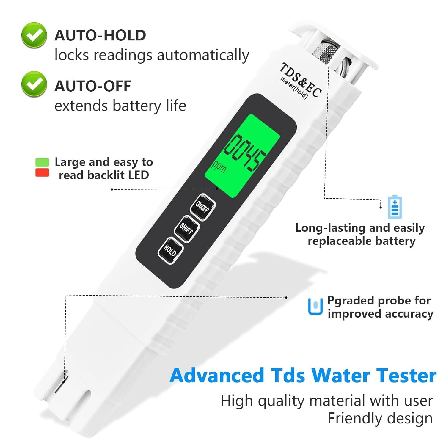 4 in 1 TDS Meter Digital Water Tester - Accurate and Reliable EC &...