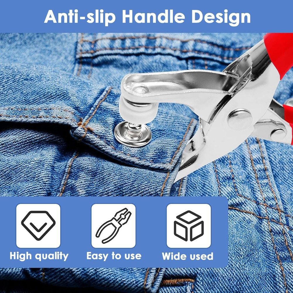 200 Sets Metal Snap Button Kit with Fastener Plier - Sturdy 5-Claw Buckle Tool