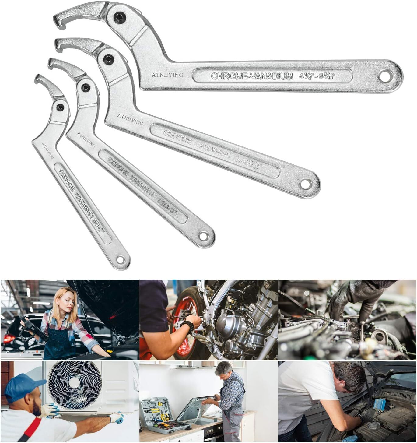 Adjustable Spanner Hook Wrench for Hydraulic Ram Cylinder, Mechanical Machine