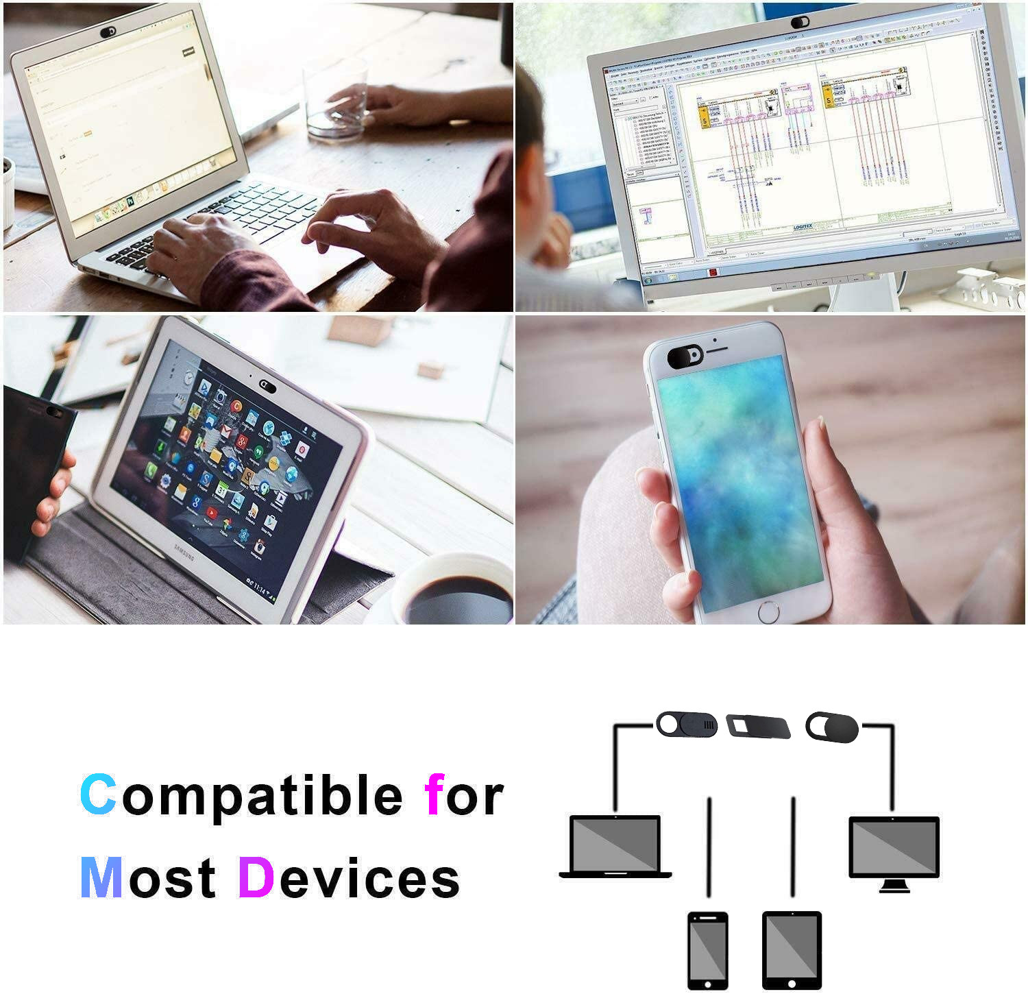 8PCS WebCam Cover Slide Camera Privacy Security Protect Sticker For Phone Laptop