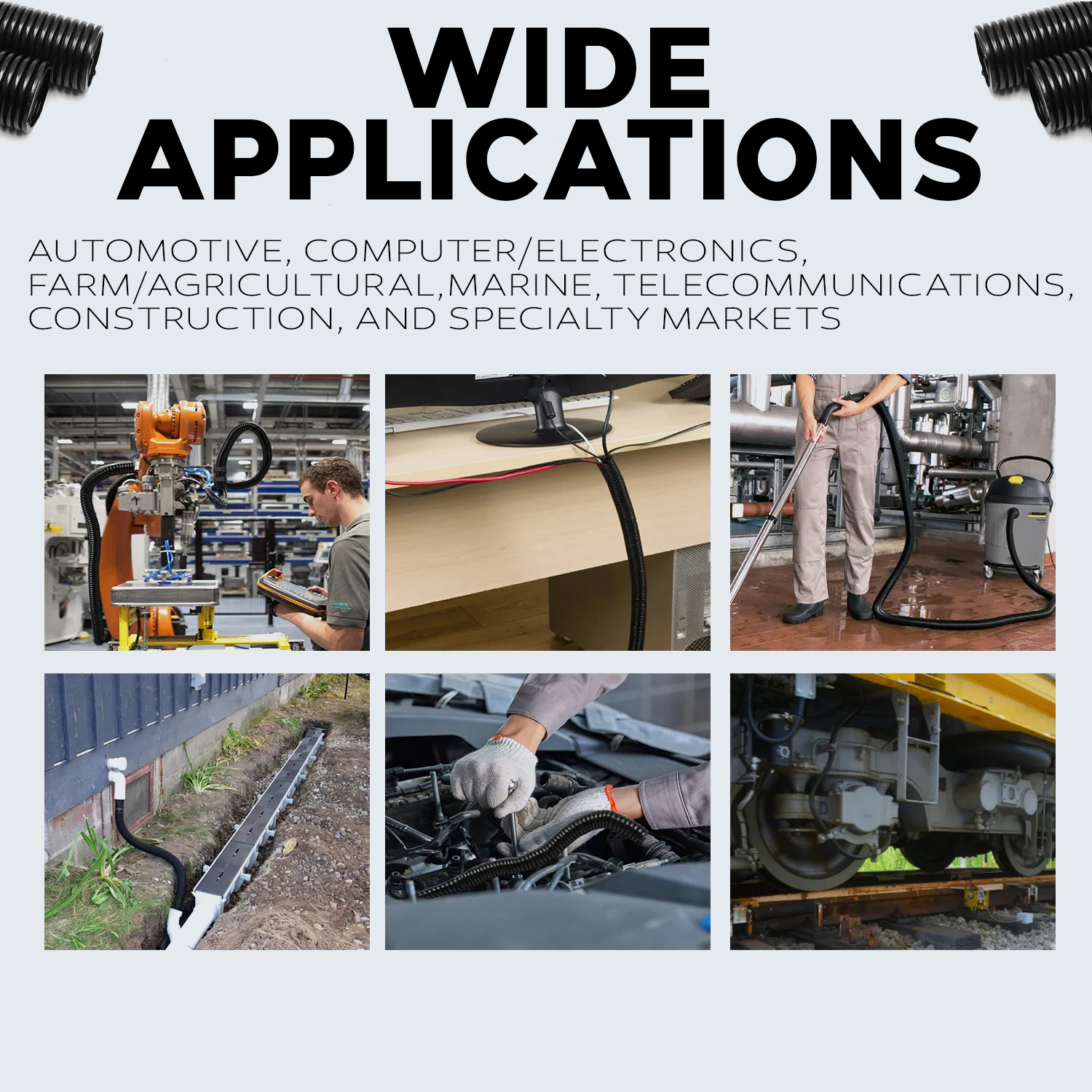 BEST CONNECTIONS Split Wire Loom (Various Lengths & Sizes) Convoluted Tubing
