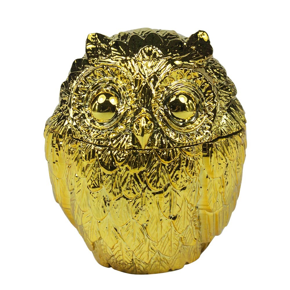 1 Vintage Metal Owl Tobacco Grinder 4 Piece Zinc Teeth Herb Crusher Spice Mill