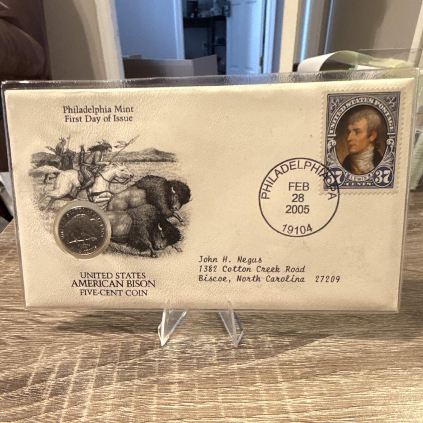 Philadelphia Mint First Day of Issue American Bison Five-Cent Coin Cover 2005