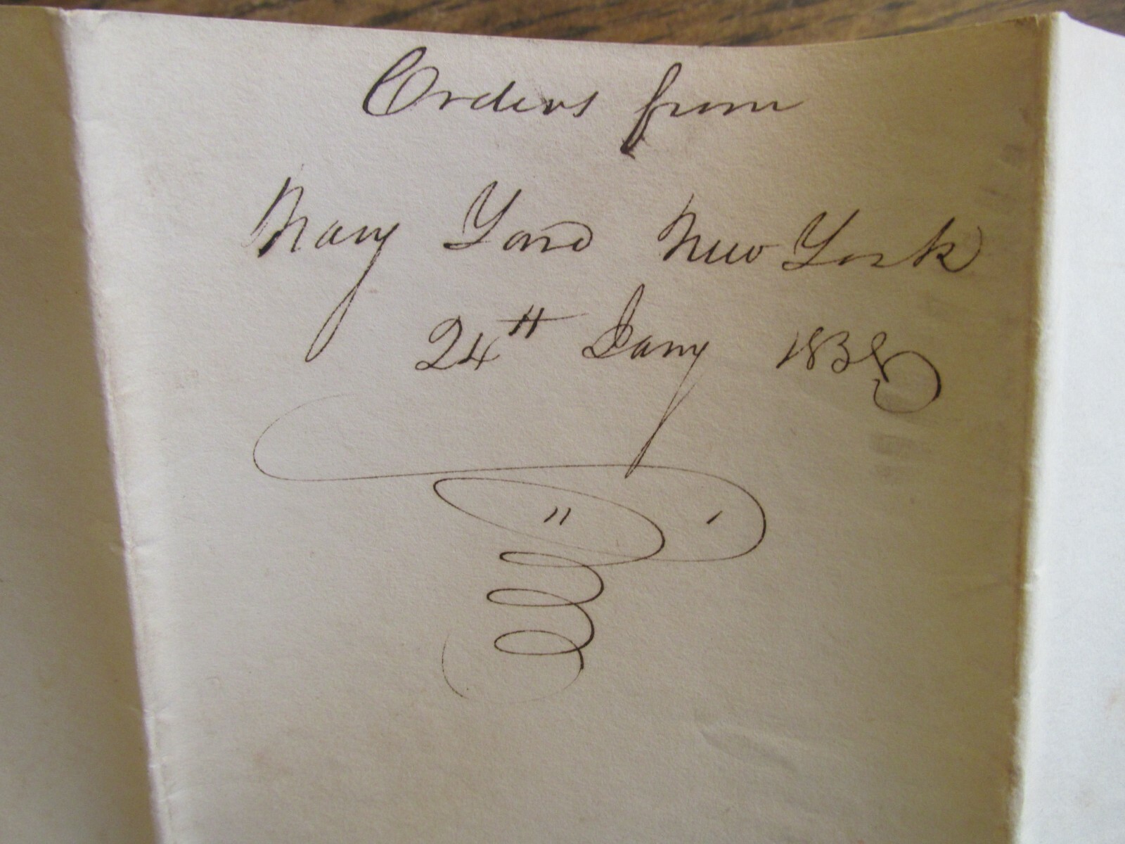 Antique Ephemera 1838 US Navy Yard NY Letter Document US Brig Pioneer Sea Cruise