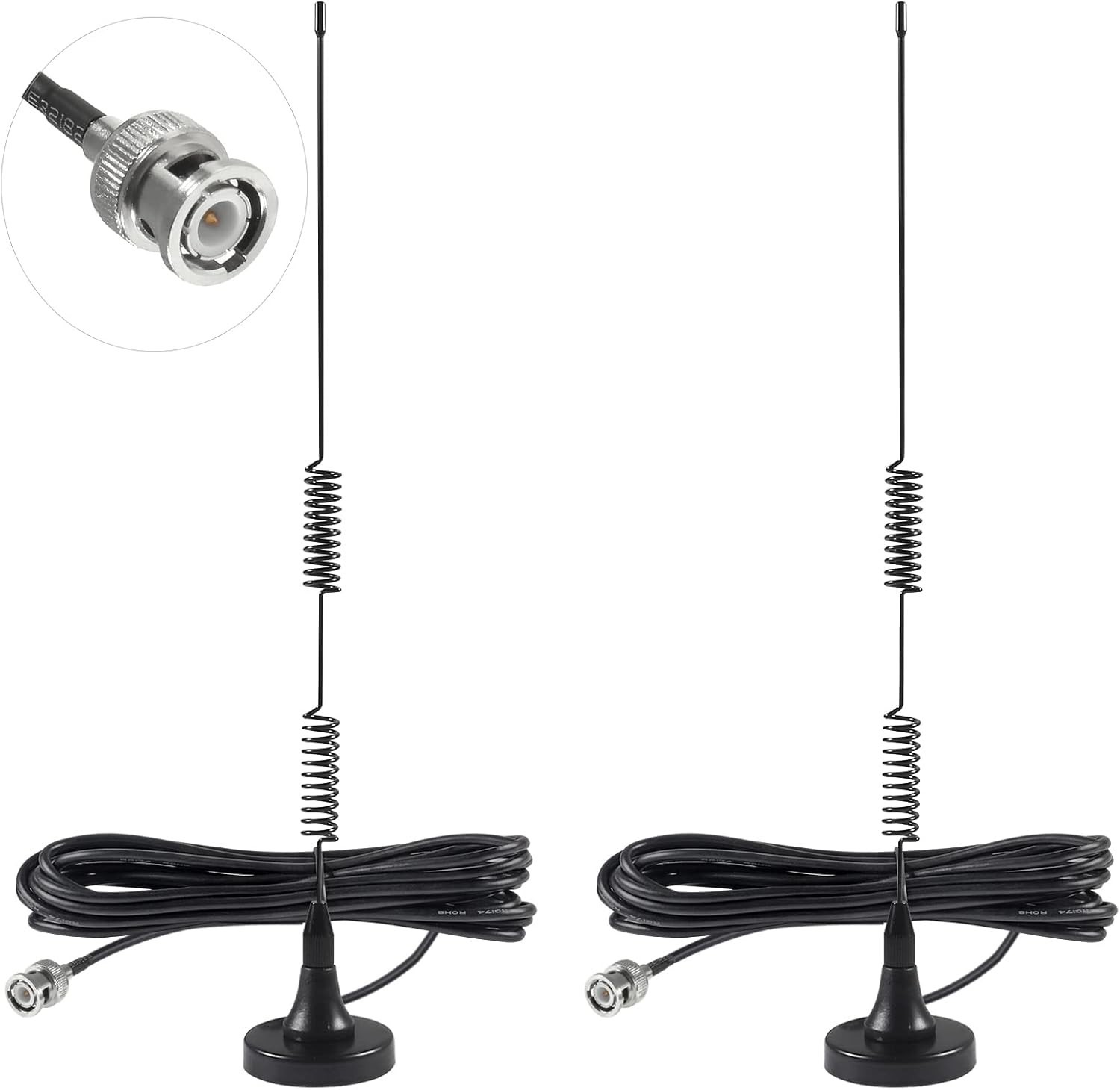 1 or 2 Police Scanner Antennas, 20-1300Mhz BNC Male, VHF UHF Radio