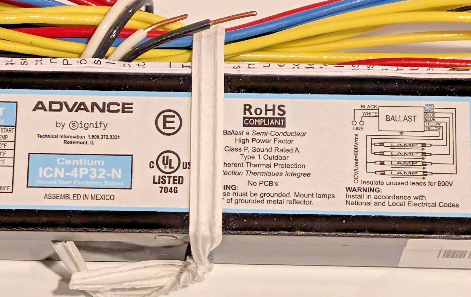 NEW Lot of 3 Advance Signify ICN-4P32-N Fluorescent Electronic Ballast 120-277V