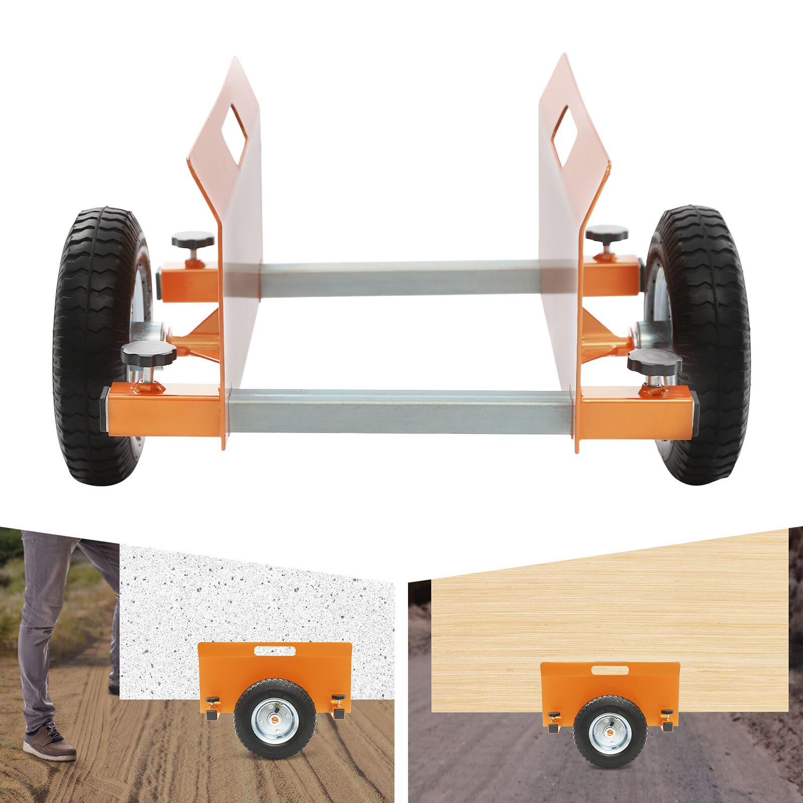 Panel Dolly Heavy Duty Slab Dolly Adjustable Drywall Mover with 8" Wheels
