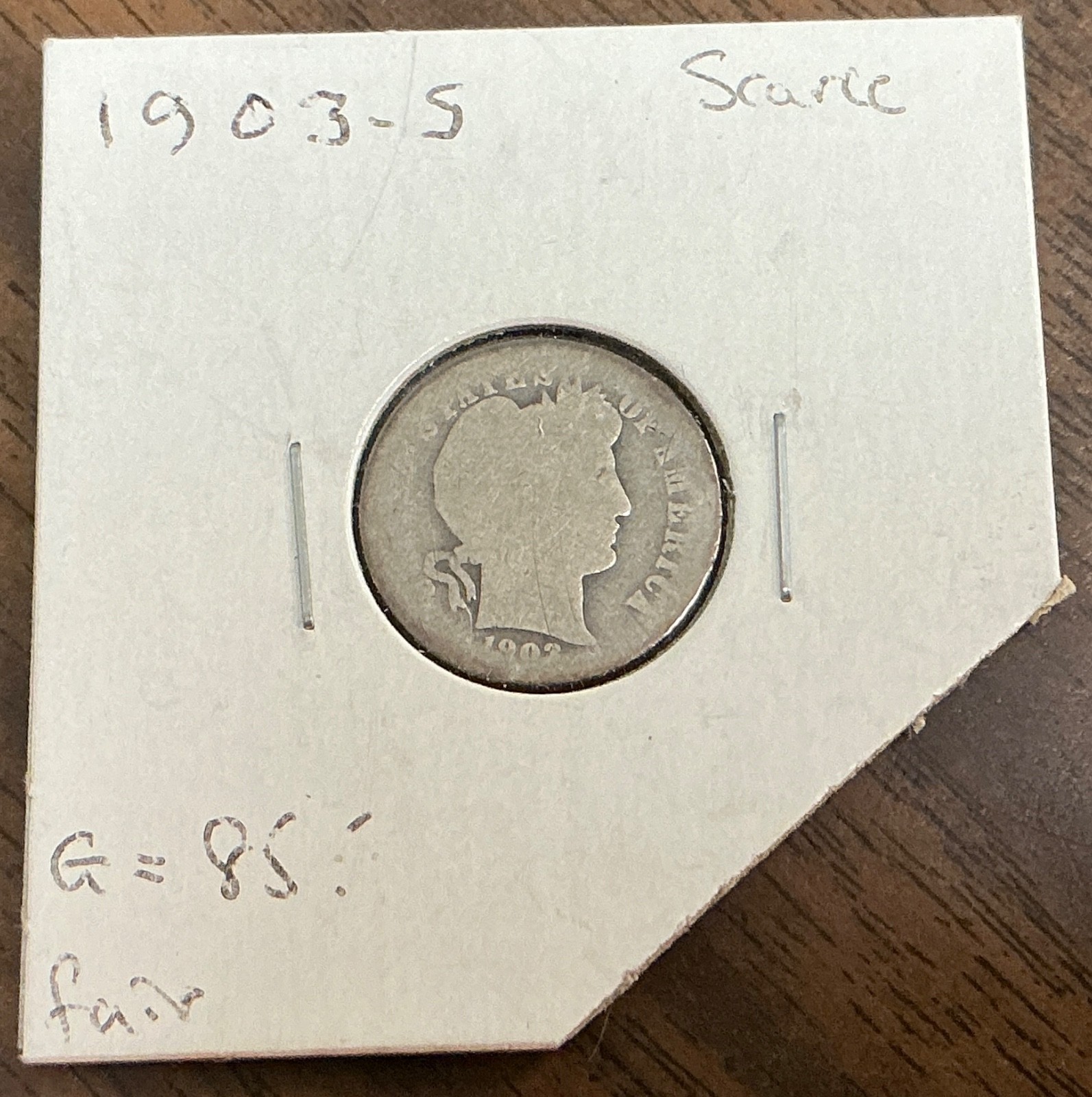 1903-S Barber Silver Dime 10c - Fair condition - Scarce Date.