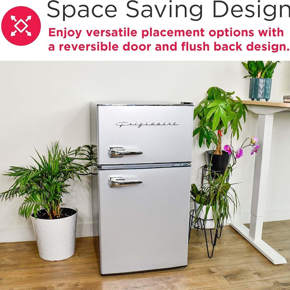 Frigidaire Retro 3.2 Cu Ft Stainless Steel Refrigerator Separated Top Freezer