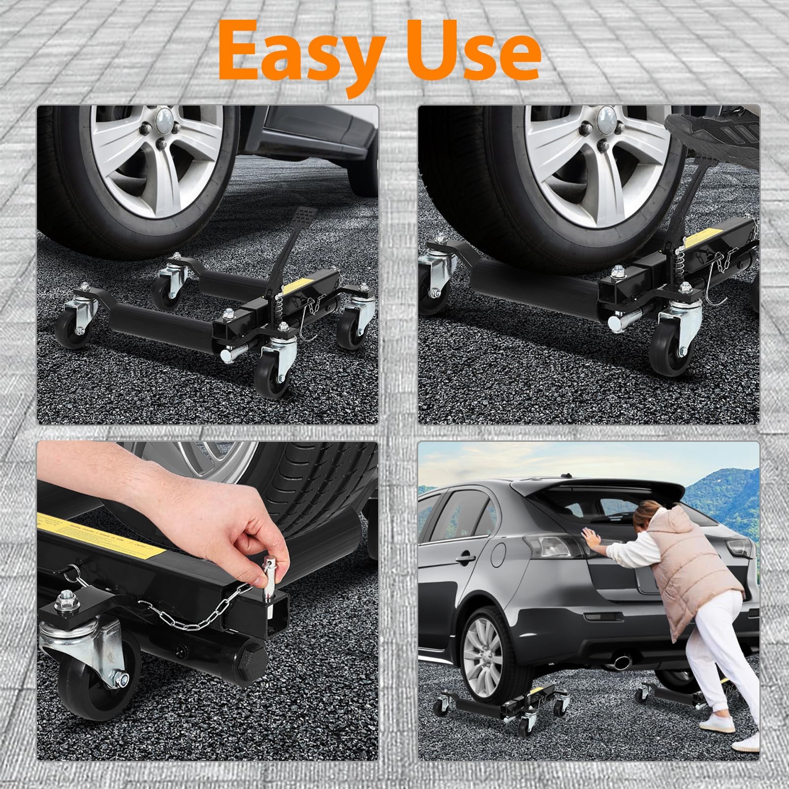 4 PCS Car Wheel Dolly 6000 Lbs Heavy Duty Hydraulic Vehicle Positioning Jacks