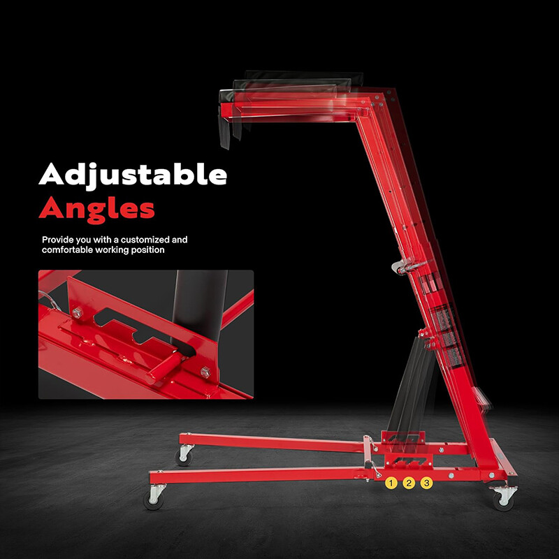 Foldable Topside Automotive Engine Creeper, 400LBS 46" to 71" w/ Leather Cushion