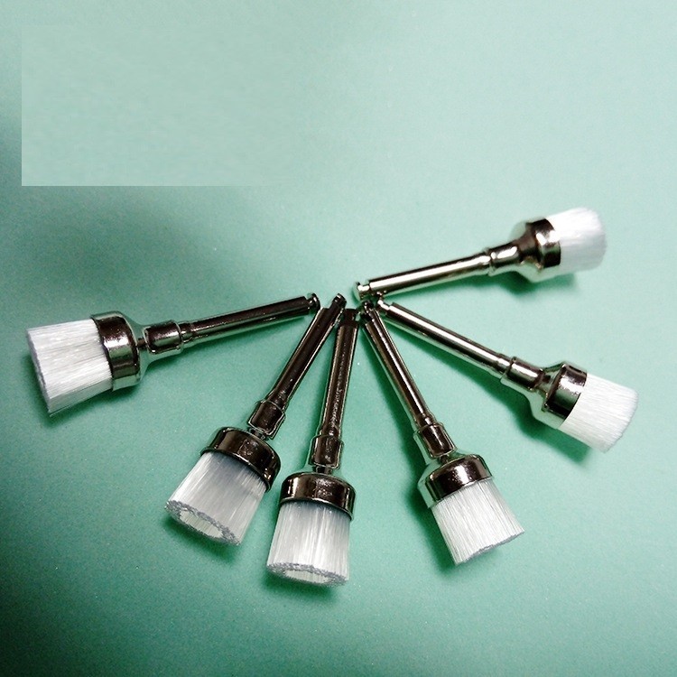 100Pcs/Pack Dental White Nylon Bowl Polishing Polisher Prophy Brushes Flat