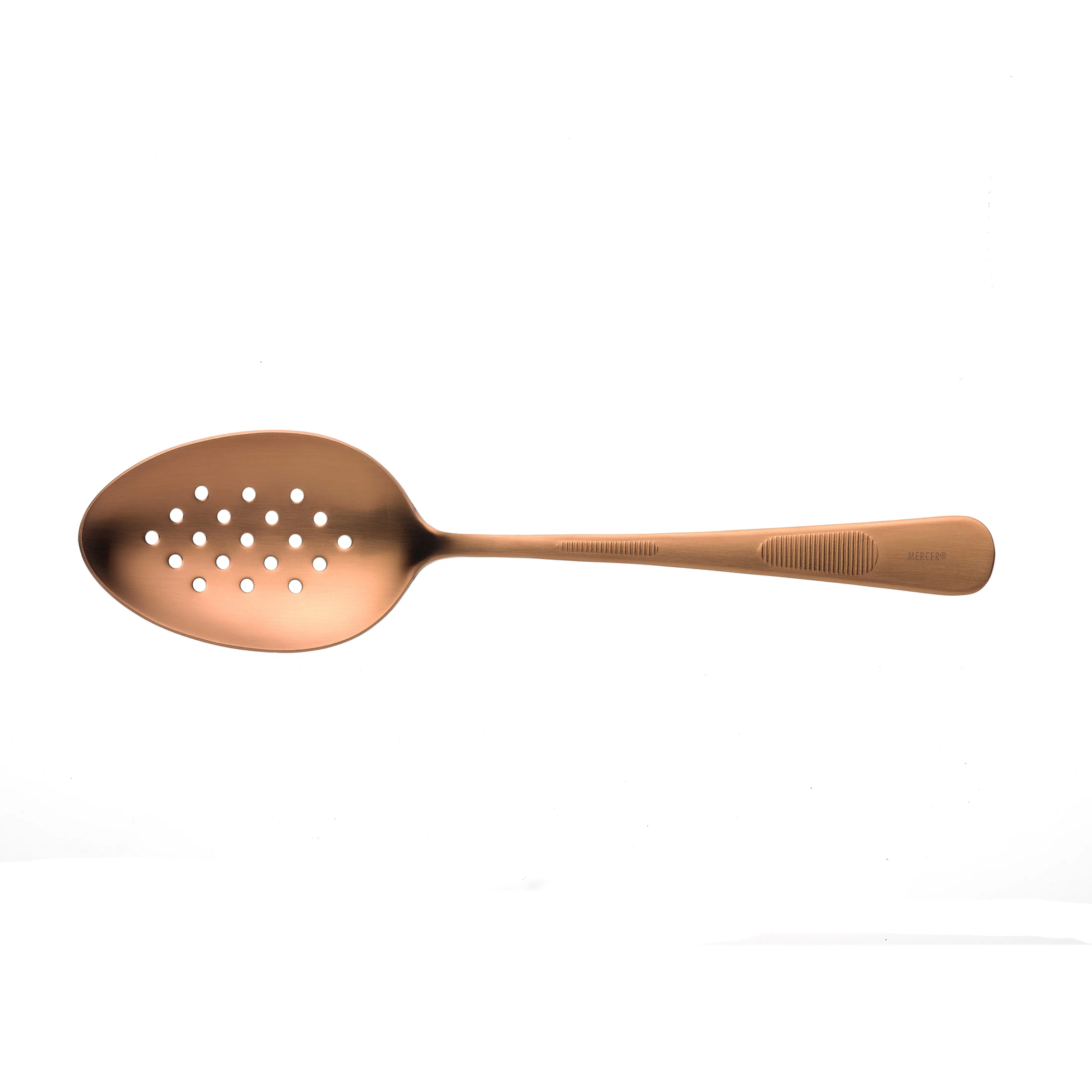 Mercer Culinary Rose Gold 9" Perforated Plating Spoon w/ Deep Well Spoon